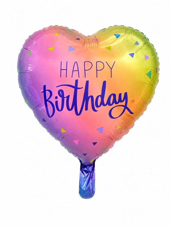 בלון מיילר לב HAPPY BIRTHDAY צבעוני