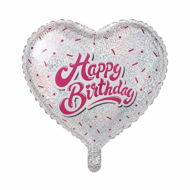 בלון מיילר לב HAPPY BIRTHDAY כסוף